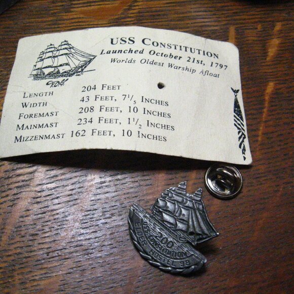 USS Constitution 1998 Anniversary Lapel Pin Card - Picture 3 of 9